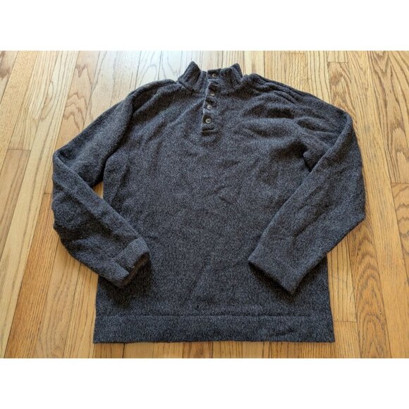 Garnet Hill Gray Wool Button-Up Pullover Sweater Medium - Picture 4 of 6